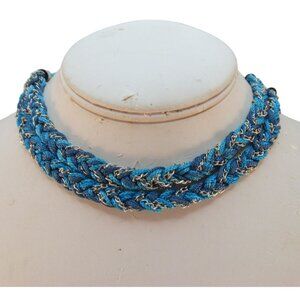 2 Blue Braided Silver Chain Adjustable Necklaces New by Mia